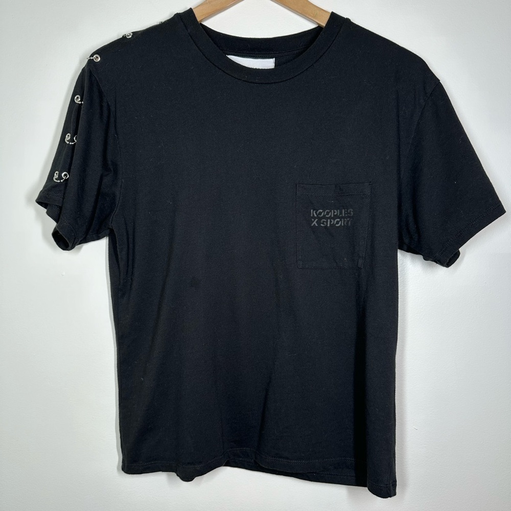 Kooples x Sport Black Pocket‎ T-Shirt with Metal Accents Size 1 (US Small)